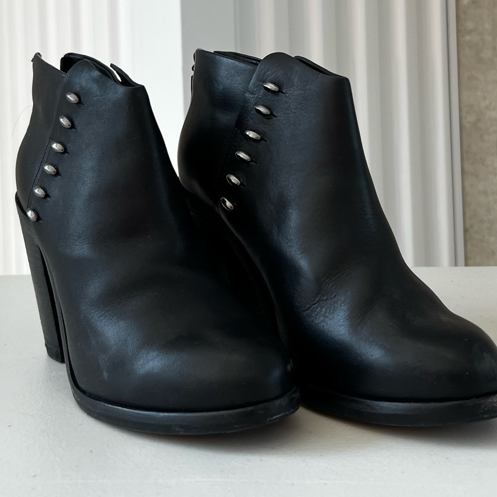 rag & bone Black Ankle Booties with Metallic Accents